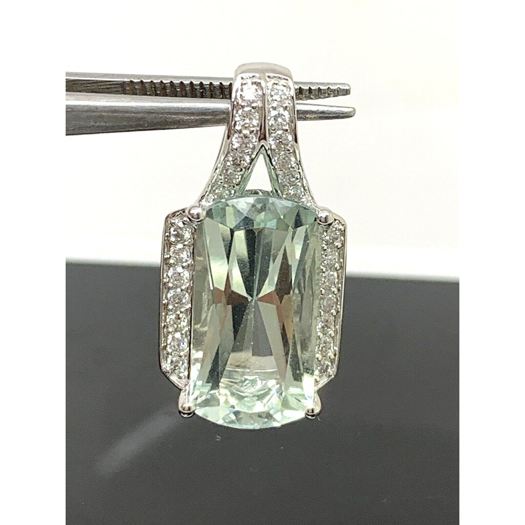 Lorenzo Gray Amethyst Diamond Pendant 18k White Gold Women's Jewelry No Chain